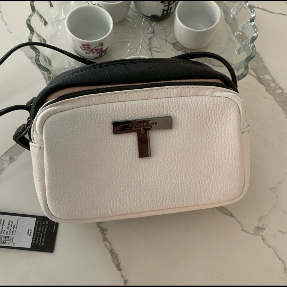 T Tahari leather small cross-body bag